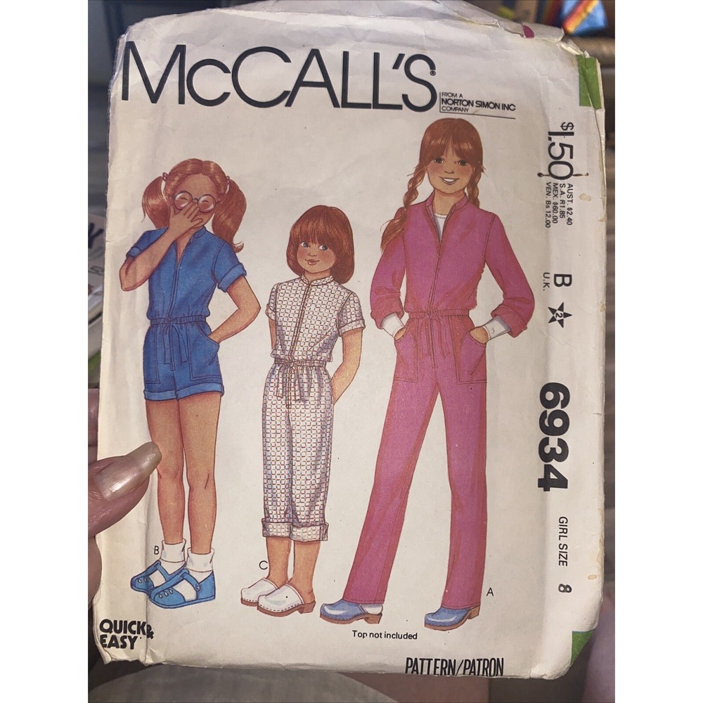 Vintage 1980 McCall’s Girls Romper Sewing Pattern 6934 Size 8 Cut And Complete
